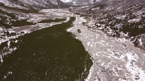 Mountain valley in winter light snow cover Stock Footage 312028406