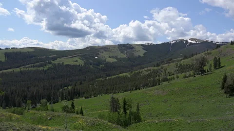 Mountain valley in Yellowstone, 4K. Stock Footage 312072375