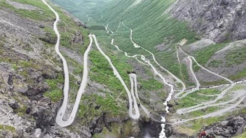 Mountain Valleys of Trollstigen in Norway Stock Footage 341154906