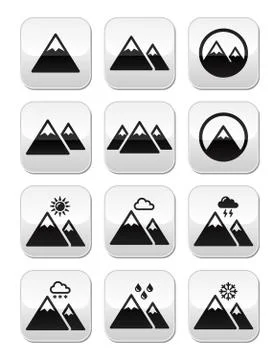 Mountain vector buttons set Stock Illustration