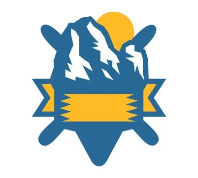 Mountain vector icon badge Stock Illustration