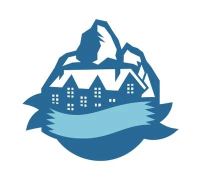 Mountain vector icon badge Stock Illustration