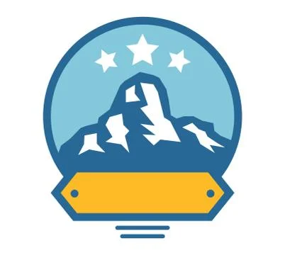 Mountain vector icon badge Stock Illustration