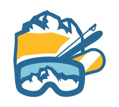 Mountain vector icon badge Stock Illustration