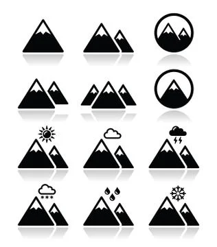 Mountain vector icons set Stock Illustration