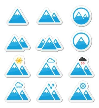 Mountain vector icons set Stock Illustration
