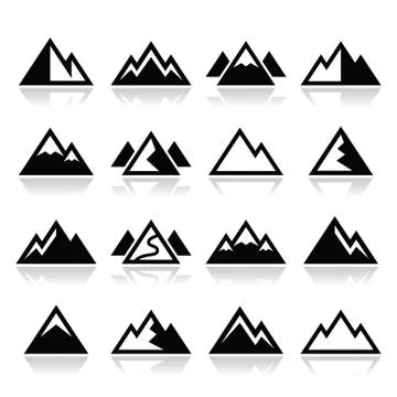 Mountain vector icons set Stock Illustration