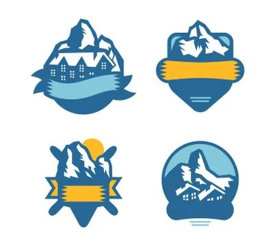 Mountain vector icons set Stock Illustration
