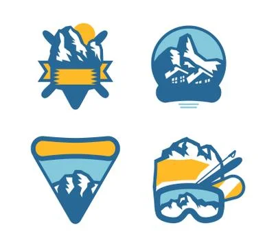 Mountain vector icons set Stock Illustration