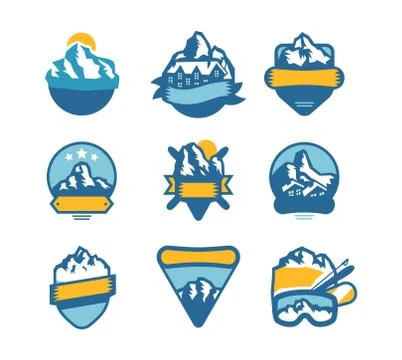 Mountain vector icons set Stock Illustration