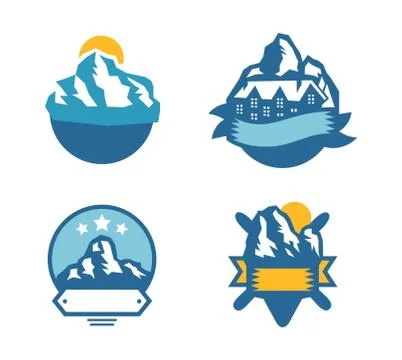 Mountain vector icons set Stock Illustration