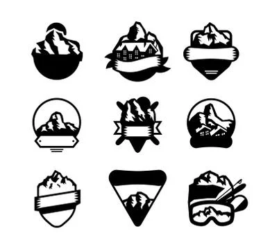 Mountain vector icons set Stock Illustration
