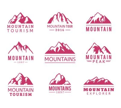 Mountain vector icons set Stock Illustration