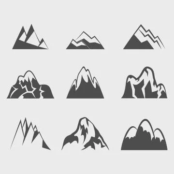 Mountain vector icons set 스톡 일러스트