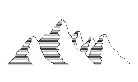 Mountain vector illustration in flat line style Stock Illustration