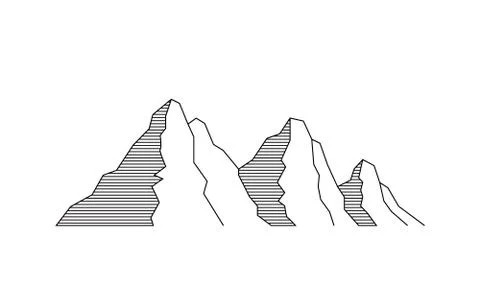 Mountain vector illustration in flat line style Illustrazione stock