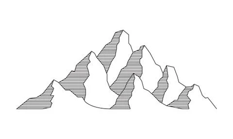 Mountain vector illustration in flat line style Illustrazione stock