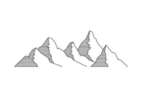 Mountain vector illustration in flat line style Stock Illustration