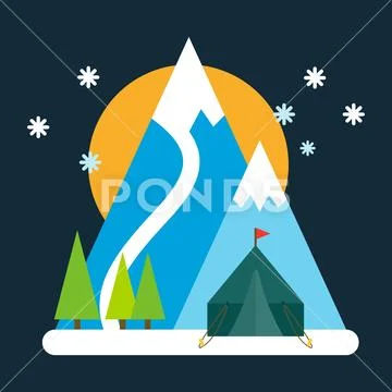 Mountain vector illustration mature silhouette element outdoor icon snow ice Stock Illustration