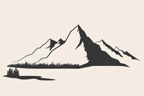 Mountain vector illustration. Old style black and white mountain vector Stockillustratie