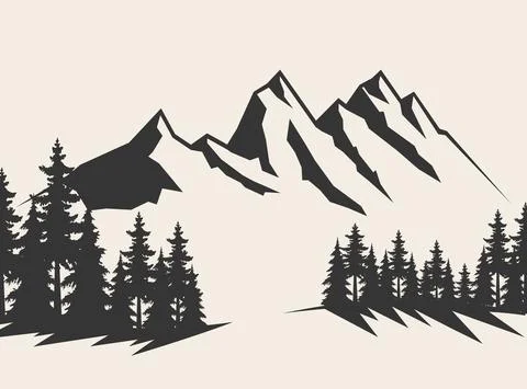Mountain vector illustration. Old style black and white mountain vector Stockillustratie
