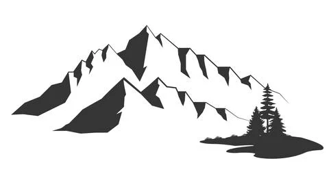 Mountain vector illustration. Old style black and white mountain vector Stock Illustration