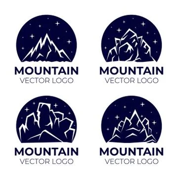 Mountain vector logo design. Outdoor activity, traveling in alps, living on Stock Illustration