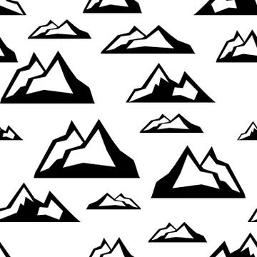 Mountain Vector Seamless Pattern white Illustrazione stock