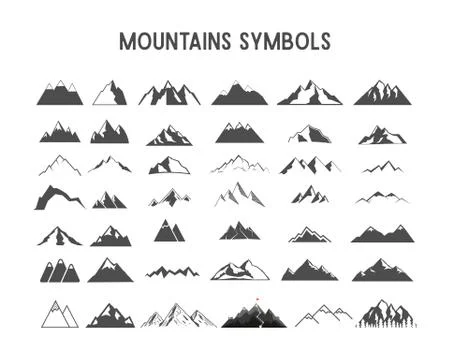 Mountain vector shapes and elements for creation your own outdoor labels 库存插图