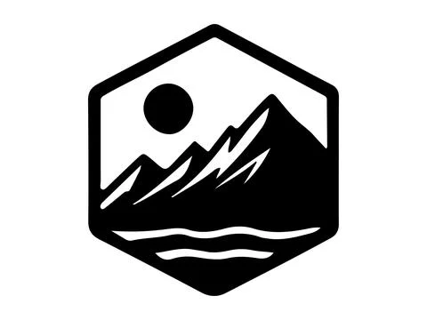 Mountain vector silhouette logo design Ilustración de archivo