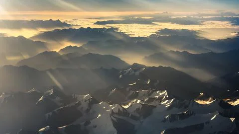 Mountain view from airplane Foto stock