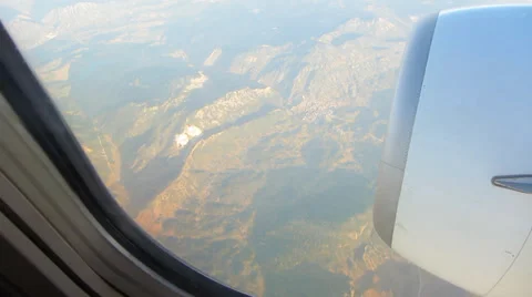 Mountain view from airplane window Stock Footage 38919128