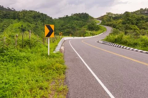 Mountain view along the road with cloud sky at Nan Thailand Stock Photos