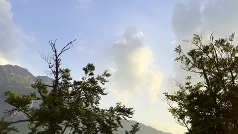 Mountain View and Sky with Clouds in a Sunny Summer Day in Oltscheren Alps Stock Footage 265850237