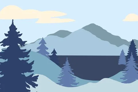 Mountain View Background Vector Stock Illustration