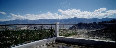 Mountain view from balcony Stock Footage 106813598