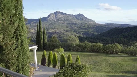 Mountain view from the balcony of the house Stock Footage 231114975