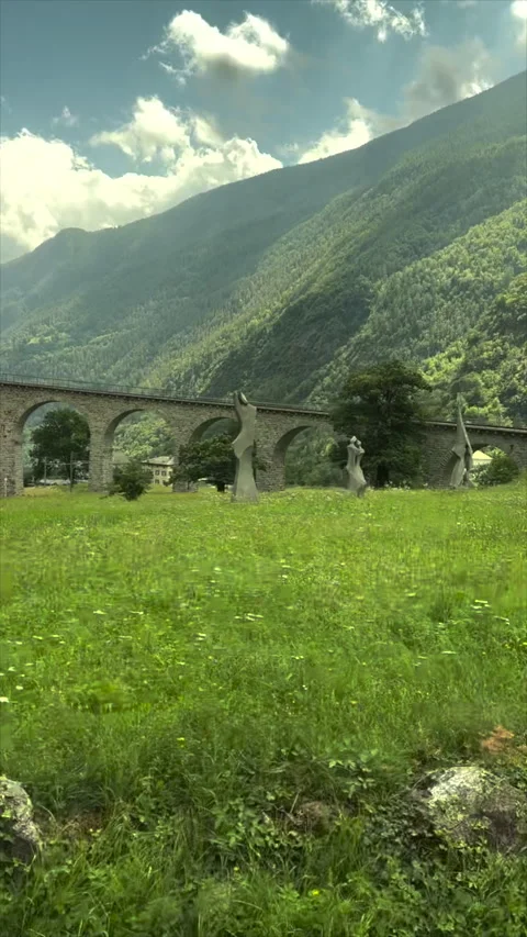 Mountain view from Bernina express Video stock 281403024