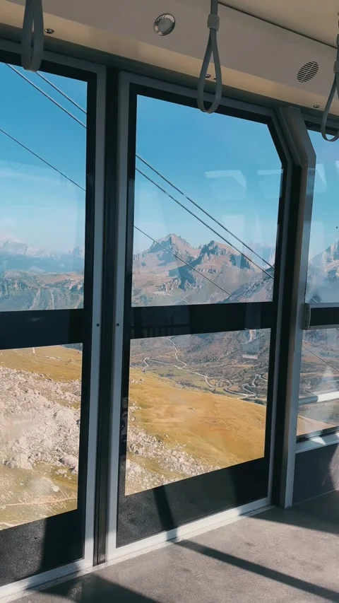 Mountain View from Cable Car in Dolomites Stock Footage 329775832