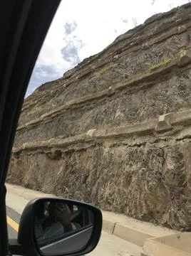 The mountain view from the car Stock Photos