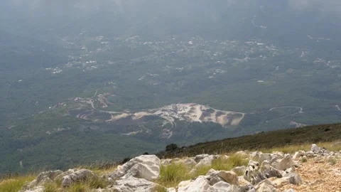 Mountain view from the cliff top of the mountain Stock Footage 279025304