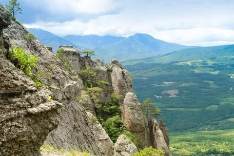 Mountain view Demerdzhy ghost valley Crimea Stock Photos