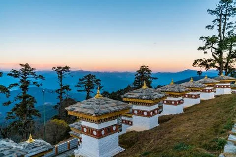 Mountain view at Dochula Pass Stock Photos