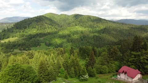 Mountain view from drone with forest Stock Footage 297253640