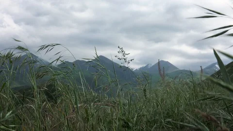 Mountain view with gray clouds Stock-Footage 110858122