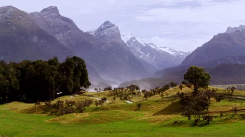 Mountain view with green foreground Stock Footage 159798758