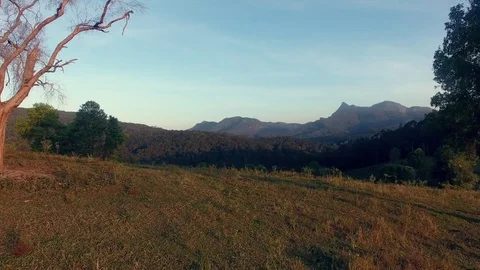 Mountain view from green hill Stock-Footage 74503756