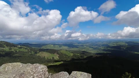 Mountain view of green valley, panoramic view Stock Footage 275886749