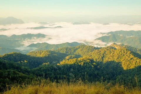 Mountain view from the highest point. Stock Photos