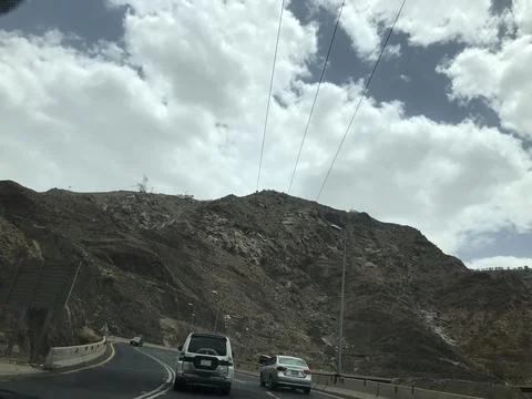 The mountain view with highway Stock Photos
